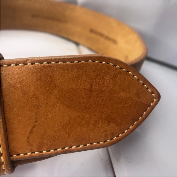 Pastille Vintage Handcrafted Tan Leather Belt Fleur De Lis Made In USA Size M - Picture 12 of 16